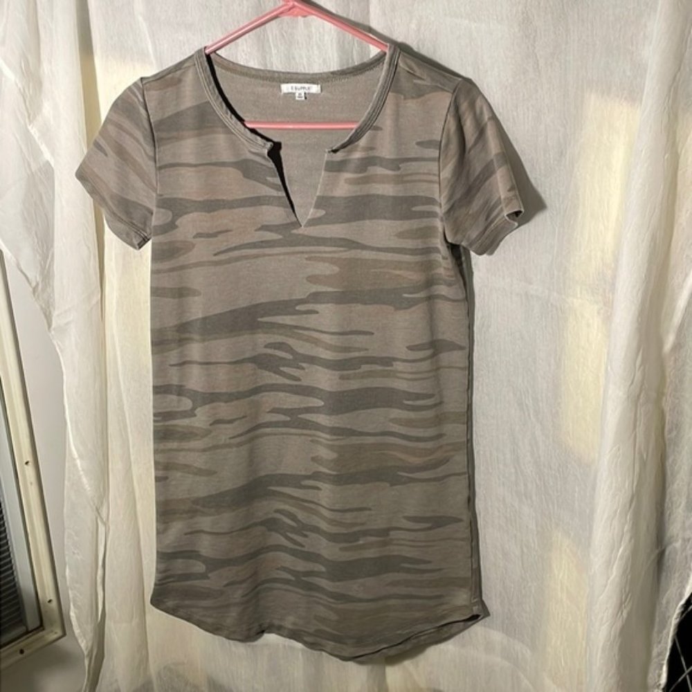 Z Supply Light Sage Camo Split Neck Dress